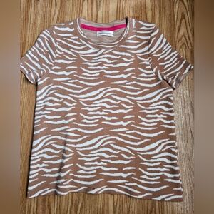 ANTROPOLOGIE Brown‎ and White Zebra Print T-Shirt Sweter Size S